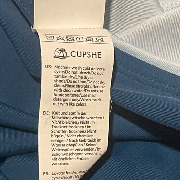 Cupshe Maternity One-Piece Swimsuit Medium Blue V-Neck Ruched Tummy Support - Picture 7 of 10